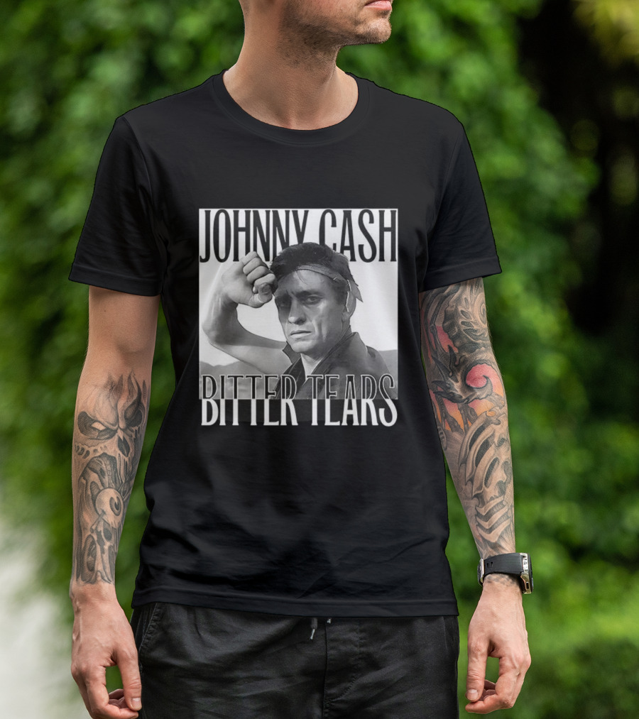 Johnny Cash Bitter Tears Monochrome Illustration T-Shirt