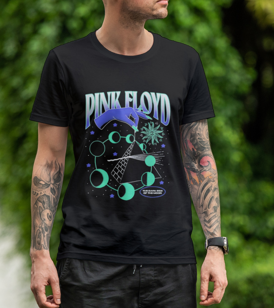 Pink Floyd The Dark Side Of The Moon Pyramid And Hand Graphic T-Shirt