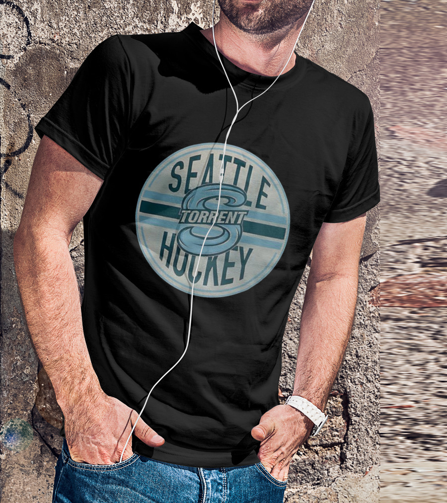 Seattle Torrent Hockey S Emblem Blue Circle Design T-Shirt
