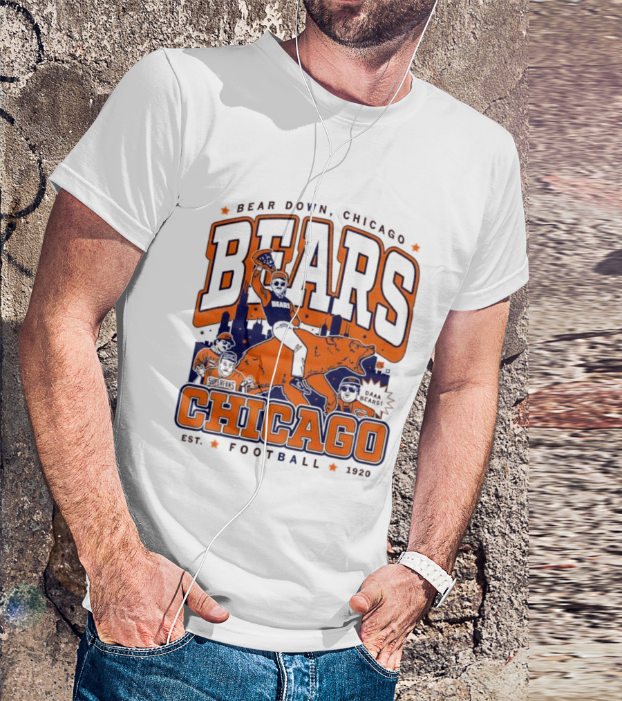 Bear Down Chicago Bears Est 1920 Football Skyline Daa Bears T-Shirt