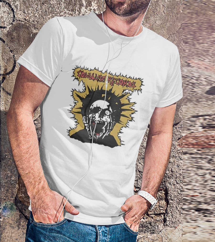 Convulse Records Skull With Crowned Head Design T-Shirt