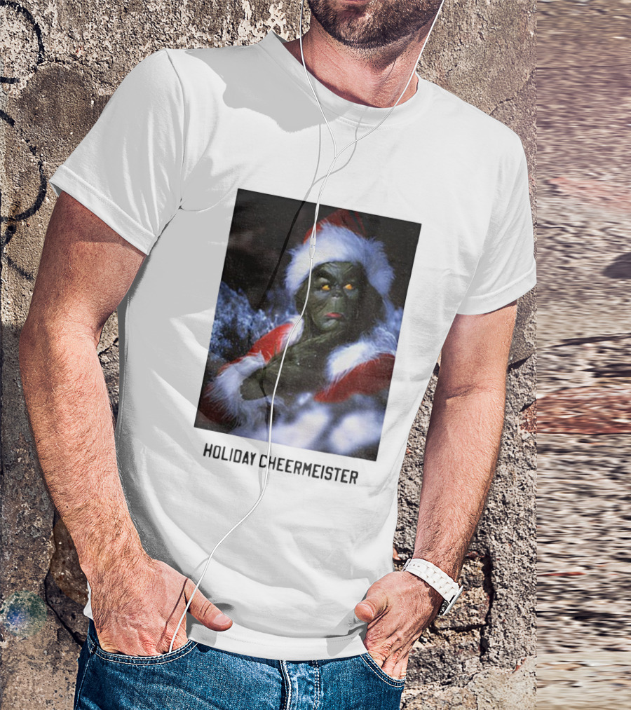 Holiday Cheermeister Funny Christmas Grinch Monster Santa Hat T-Shirt