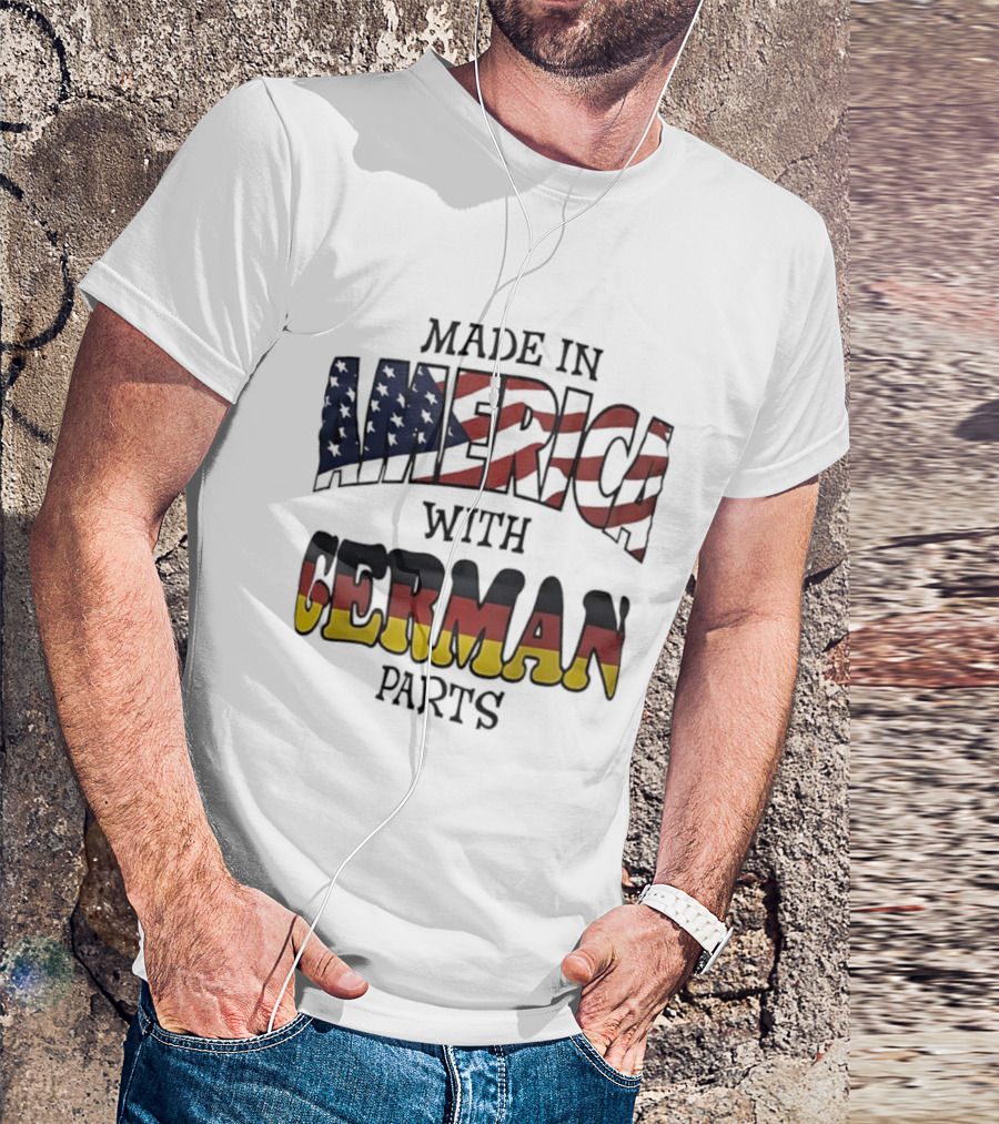 Made In America With German Parts USA Flag Stars Stripes German Flag Colors T-Shirt