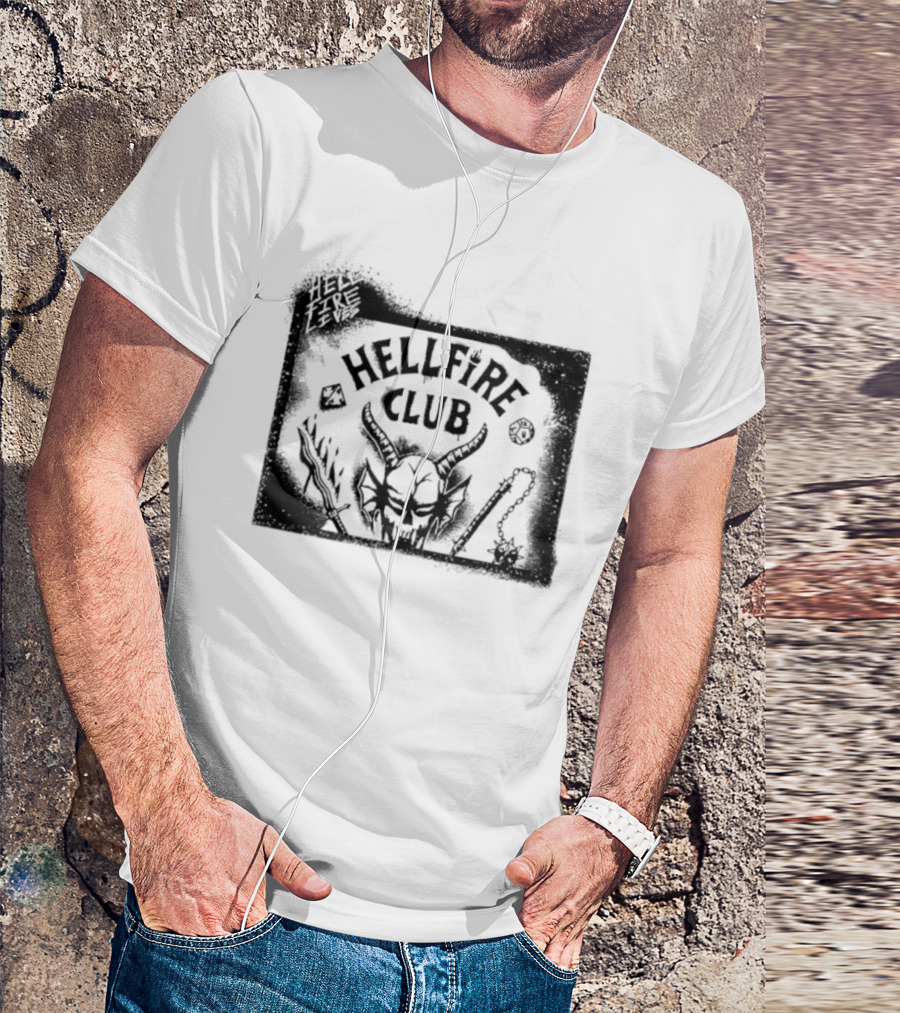 Stranger Things Hellfire Club Skull And Dice Graphic Vintage T-Shirt