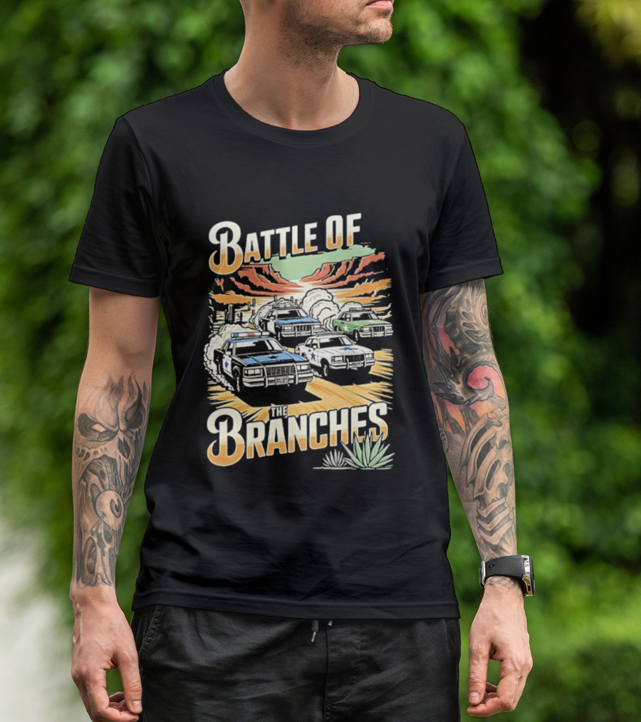 Battle Of The Branches Desert Race Police Car Vintage T-Shirt