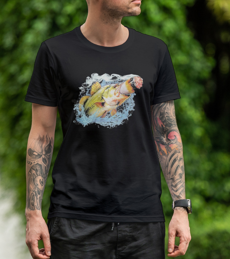 Fish Smokin A Bigass Doink Surreal Aquatic Design T-Shirt