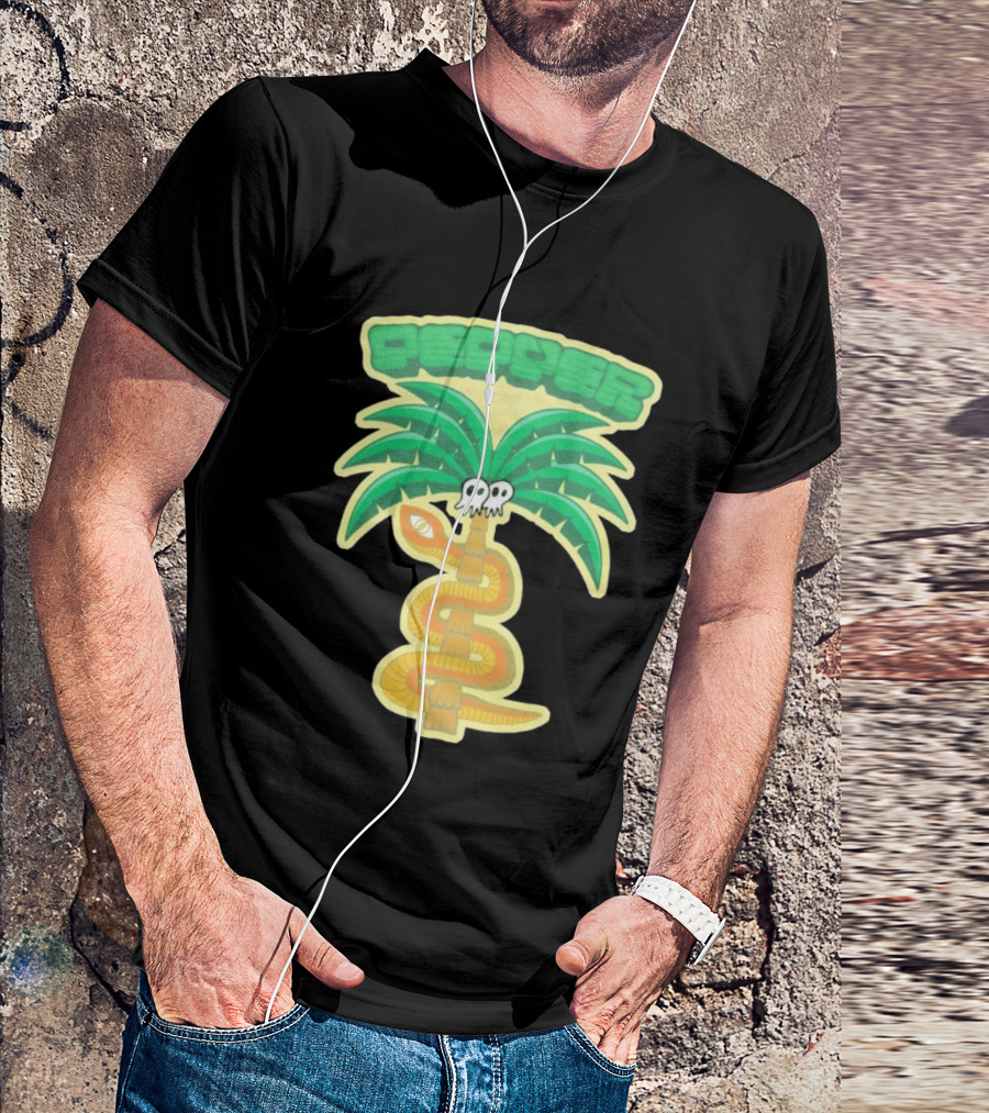 Pepper Skull Eyed Snake Wrapped Palm Tree T-Shirt