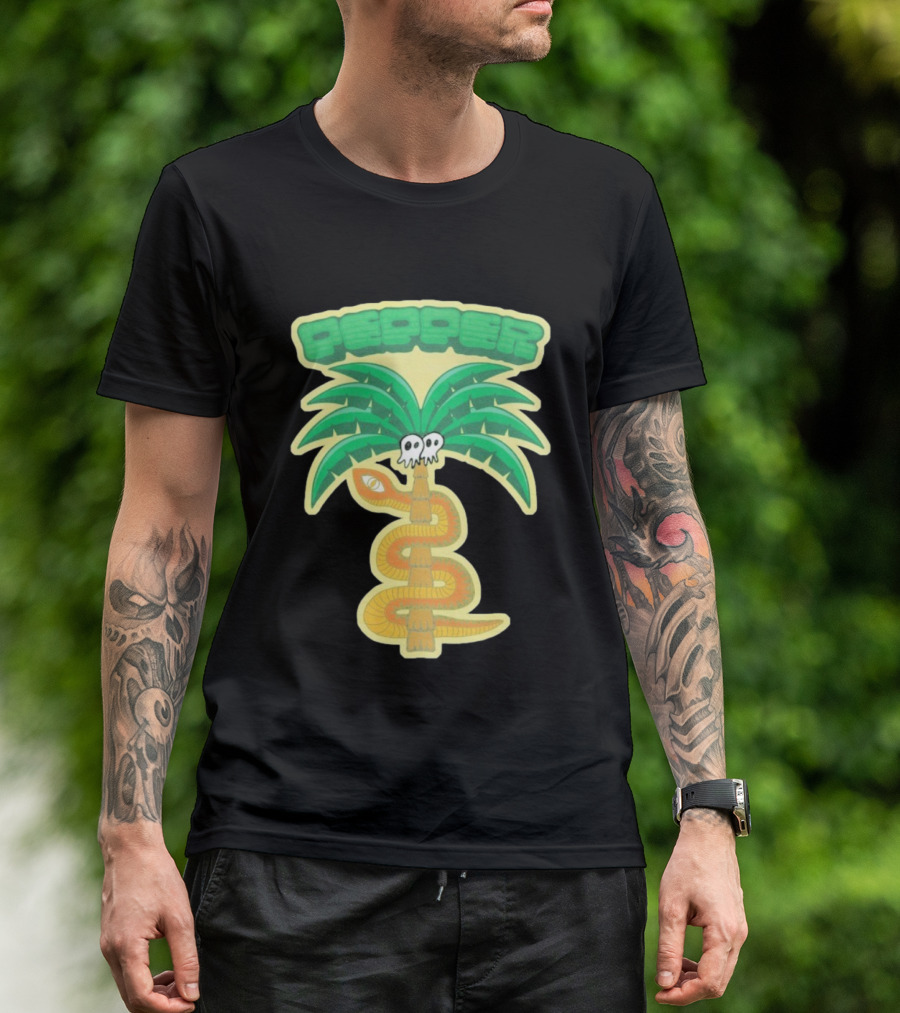 Pepper Skull Eyed Snake Wrapped Palm Tree T-Shirt