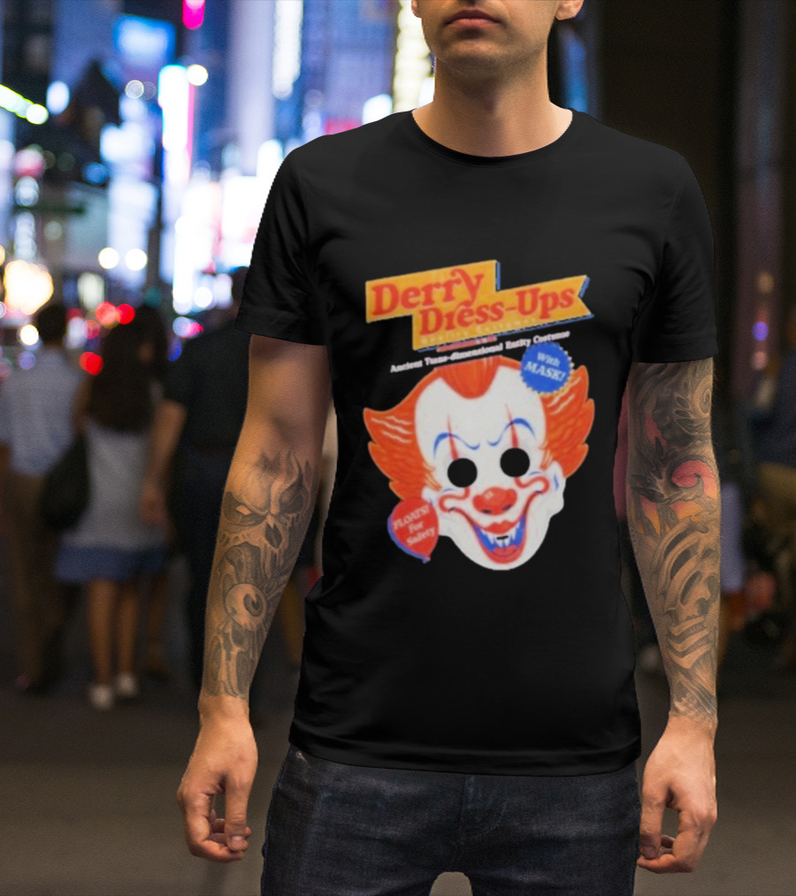 Derry Dress-Ups Clown Mask Costume Pennywise Tribute T-Shirt