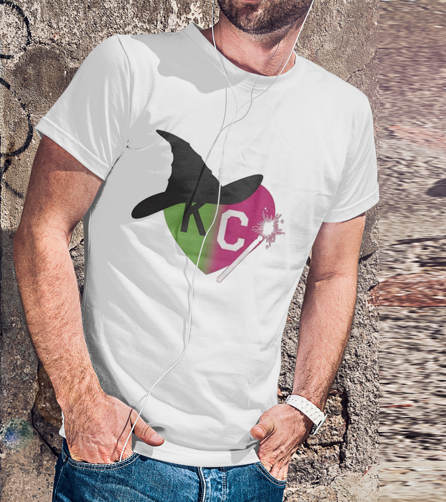 Witch Hat KC Heart Magic Wand Design T-Shirt