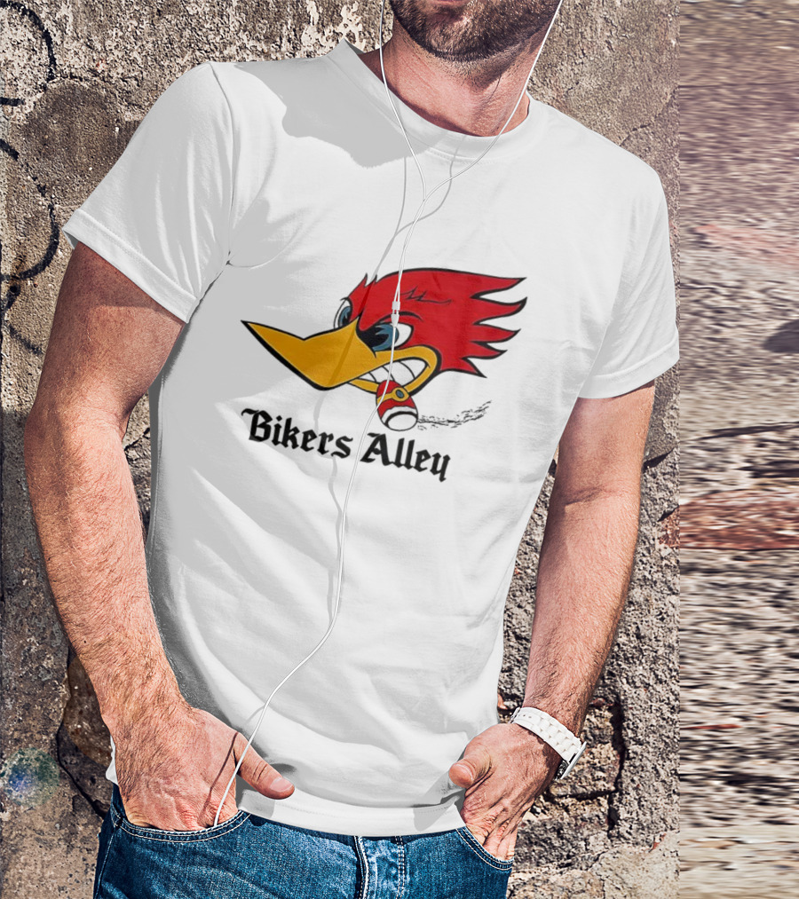 Woody Bikers Alley Cartoon Character Head With Bandana T-Shirt