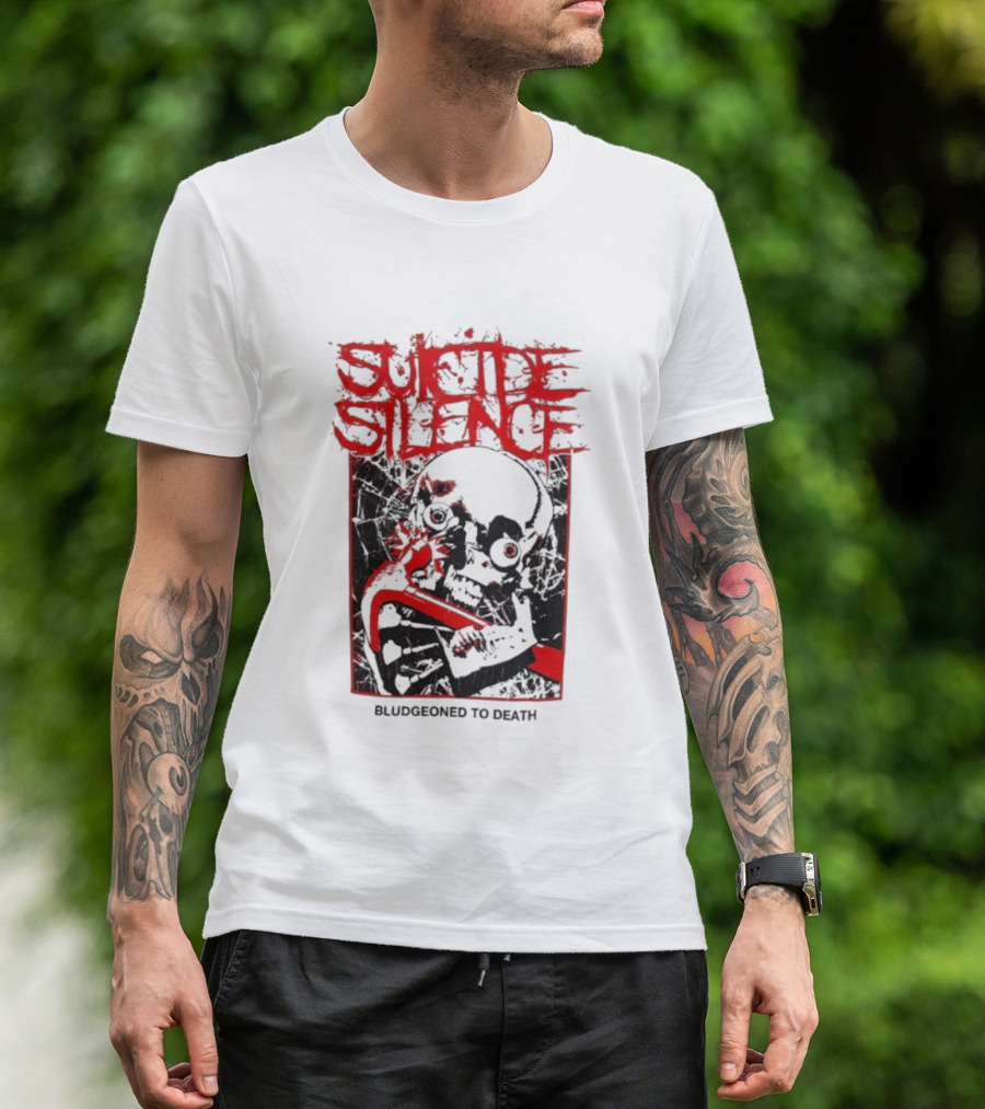 Suicide Silence Bludgeoned To Death Skull And Crowbar Design T-Shirt