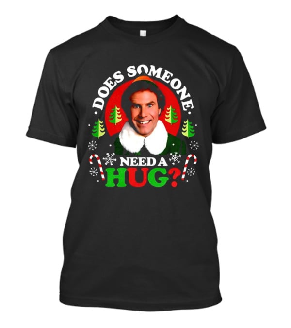 Buddy The Elf Does Someone Need A Hug Christmas Retro Candy Cane Snowflakes T-Shirt