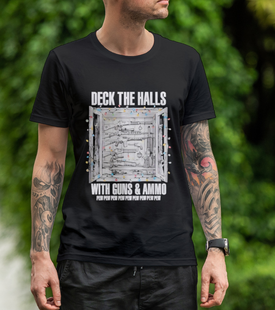 Deck The Halls With Guns And Ammo Holiday Lights T-Shirt