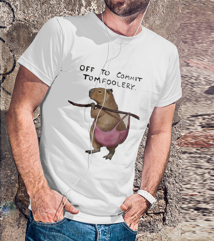 Off To Commit Tomfoolery Capybara In Pink Underwear Playful Mischief T-Shirt