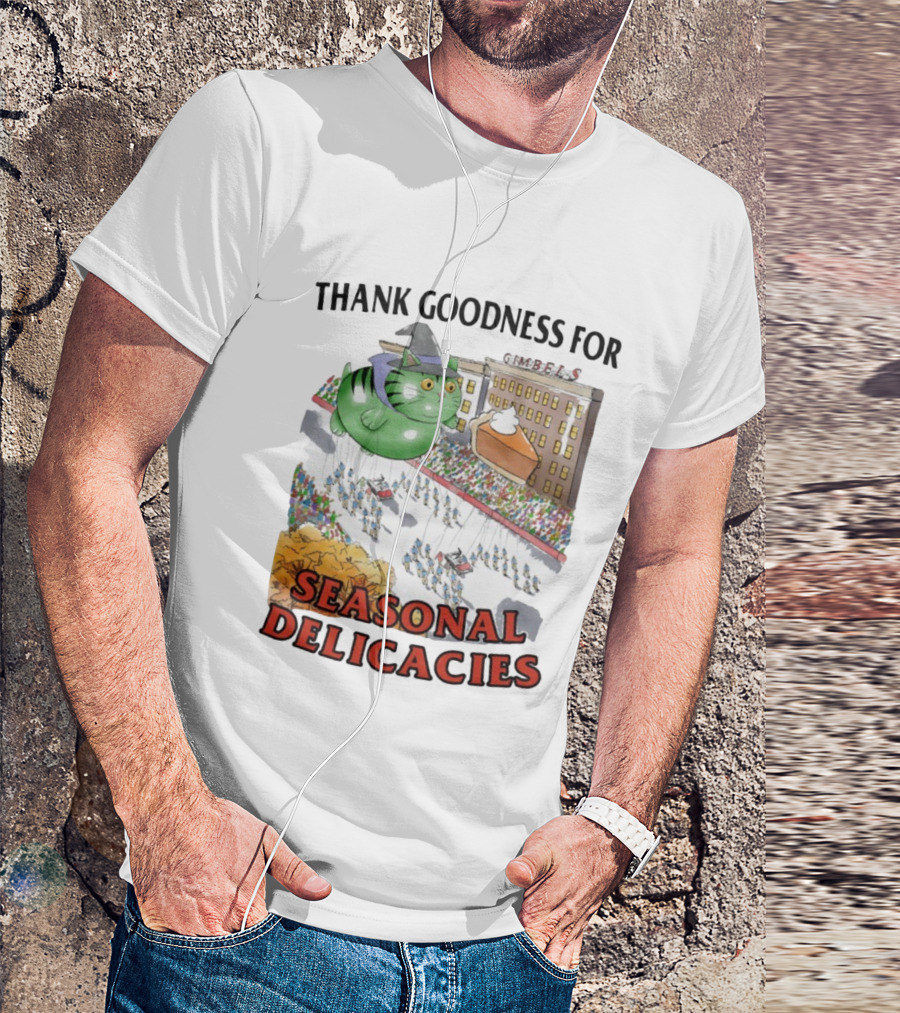 Thank Goodness For Gimbels Cat Thanksgiving Day Parade Seasonal Delicacies T-Shirt