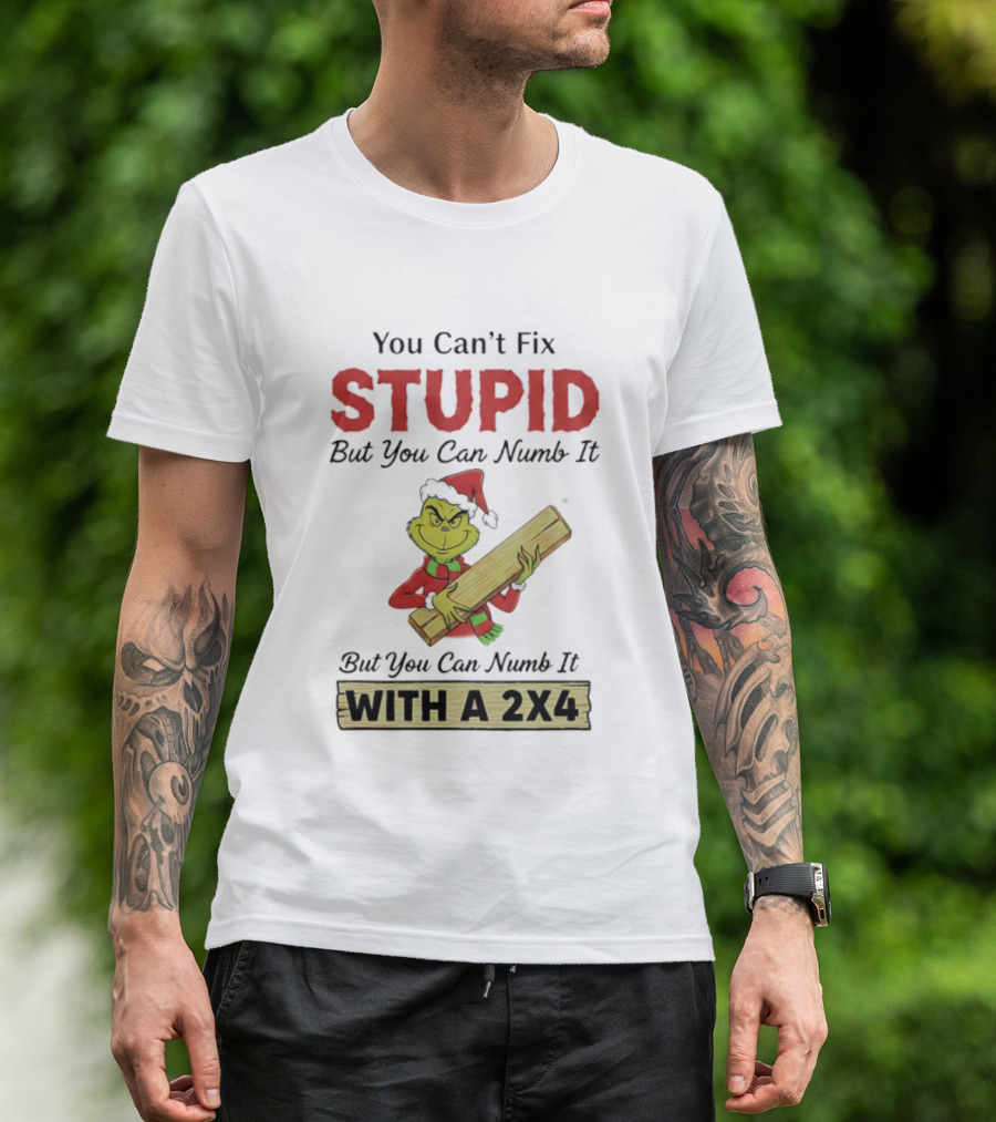 Grinch You Can't Fix Stupid But You Can Numb It With A 2x4 T-Shirt