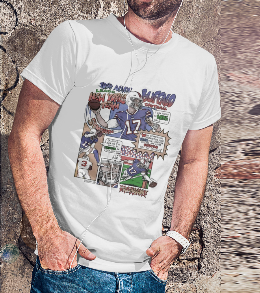 Josh Allen Buffalo Football New York's Team Super Josh Comic Style Touchdown Hero T-Shirt
