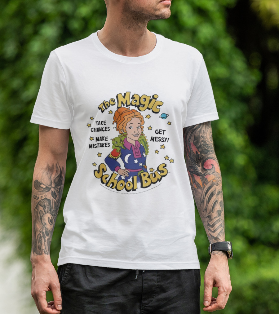 The Magic School Bus Ms Frizzle Liz Take Chances Make Mistakes Get Messy Retro Cartoon T-Shirt