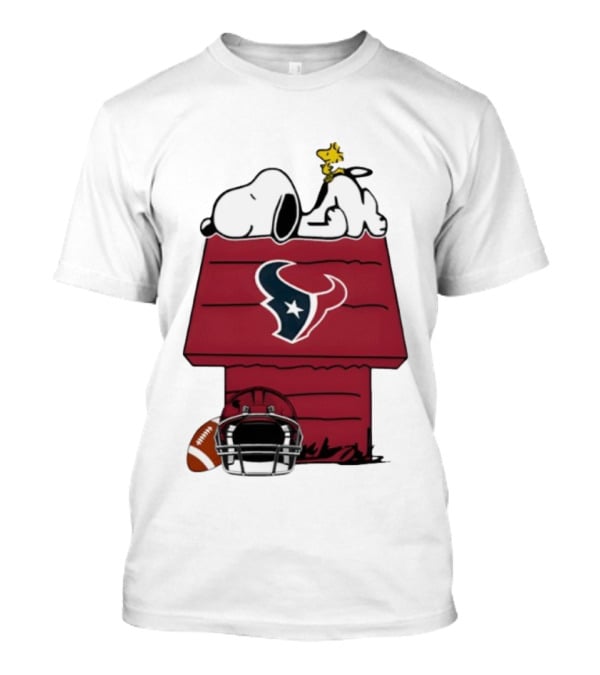 Houston Texans Snoopy Woodstock Peanuts Football House Doghouse Helmet T-Shirt