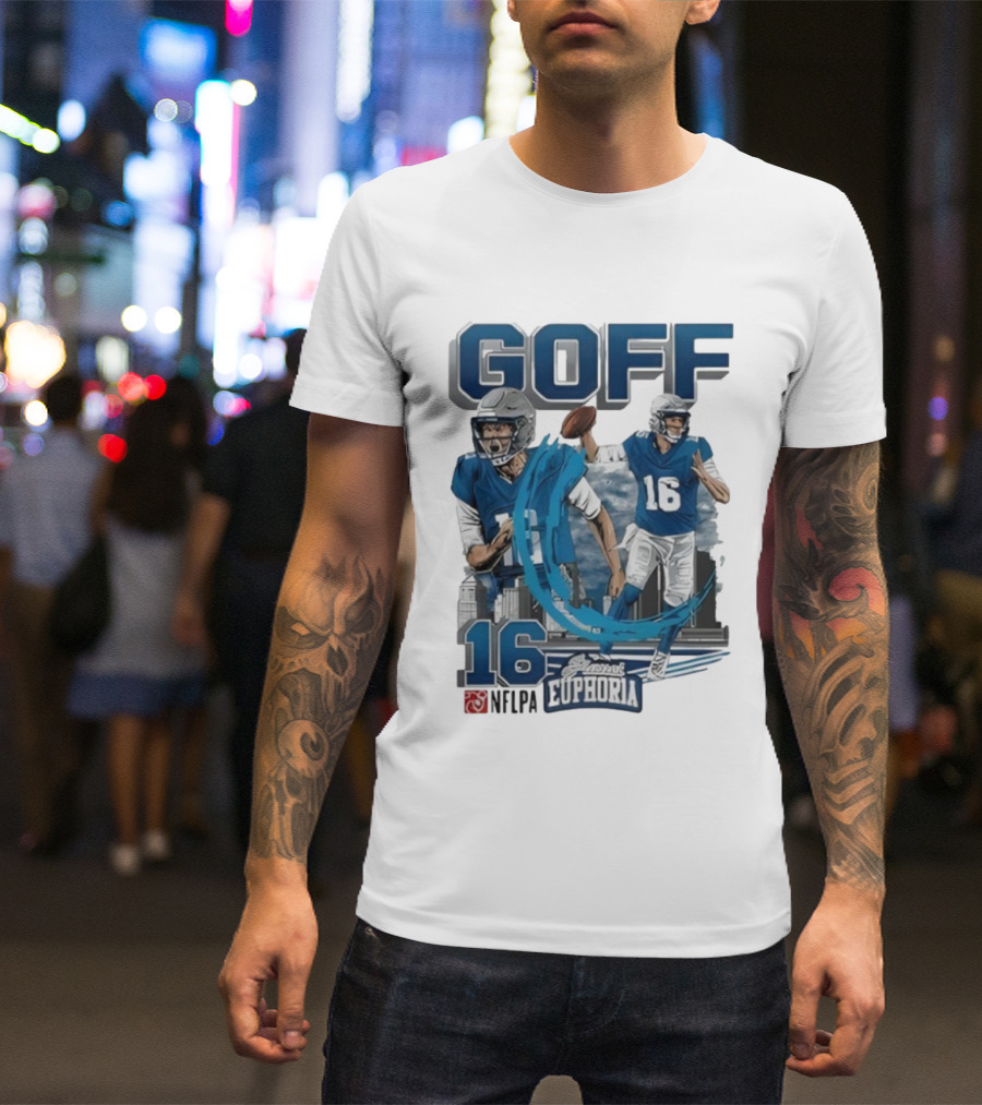 Goff 16 NFLPA Planet Euphoria Football Player Action T-Shirt