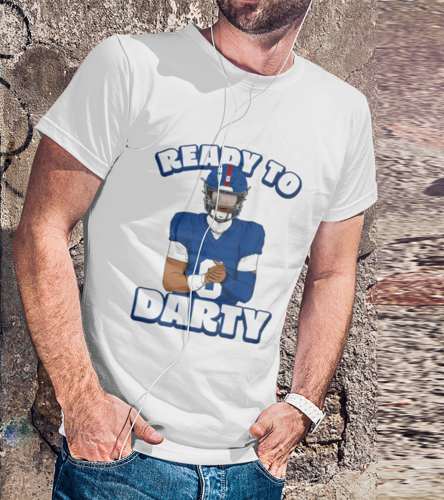 Jaxson Dart Ready To Darty NY Giants Football Illustration T-Shirt