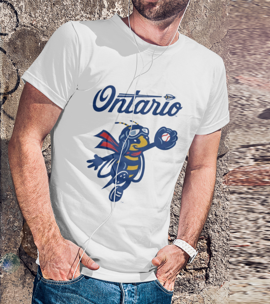 Ontario Buzzers Bee Mascot With Stylish Script And Flying Design T-Shirt