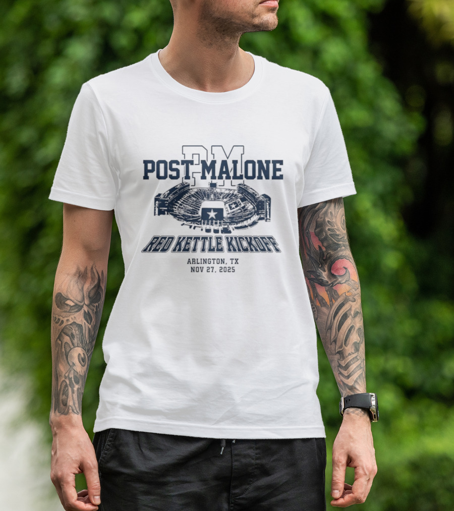 Post Malone Red Kettle Kickoff Arlington TX Nov 27 2025 T-Shirt