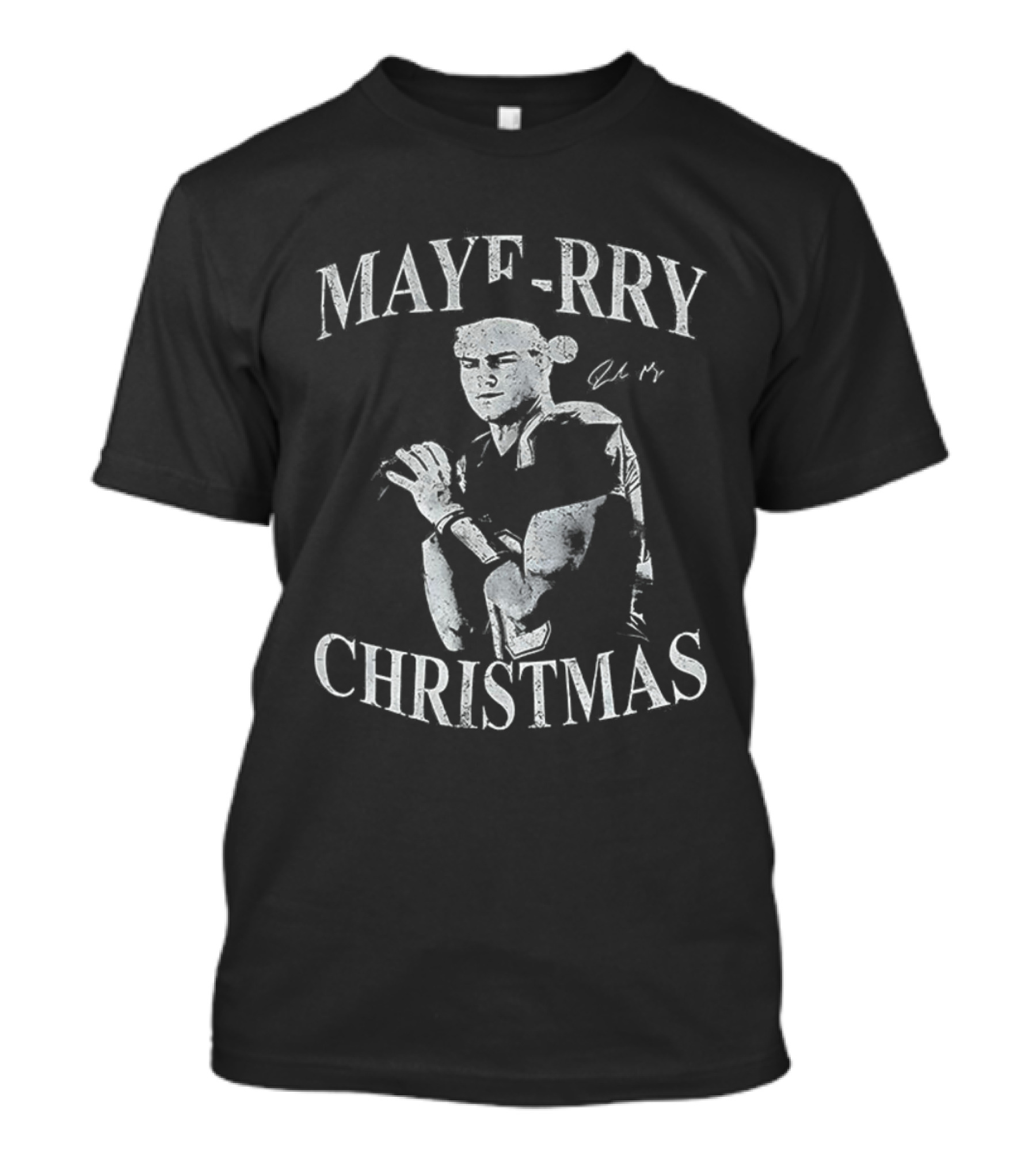 Maye-Rry Christmas Drake Maye New England Patriots Football Signature T-Shirt