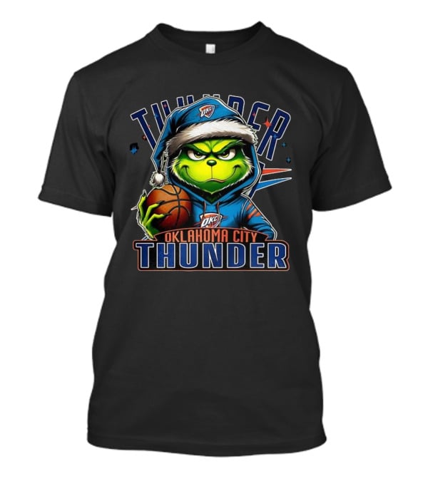 Oklahoma City Thunder Christmas Grinch Basketball Santa Hat T-Shirt