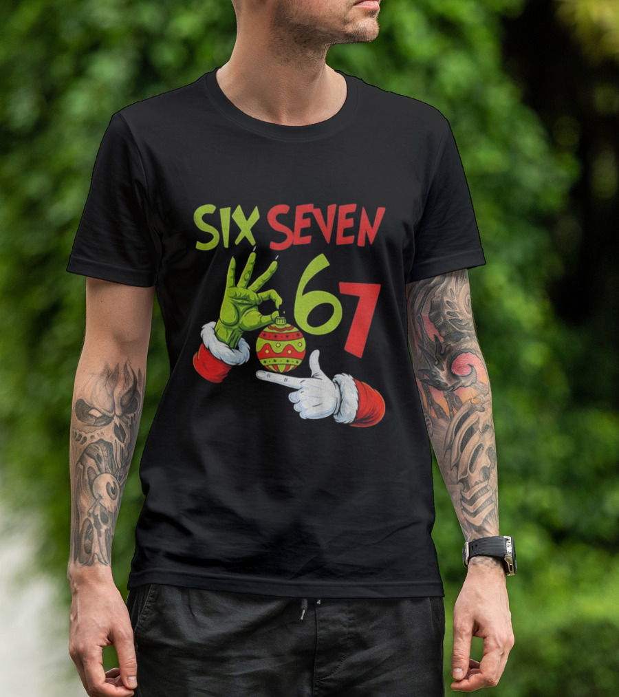Six Seven 67 Grinch Christmas Bauble Merry Christmas T-Shirt