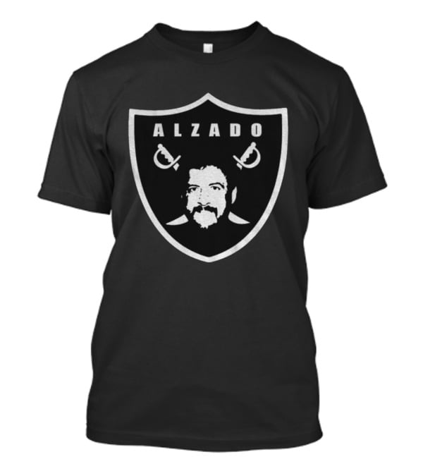 Alzado Los Angeles Raiders Shield Logo Tribute NFL Black And Silver T-Shirt