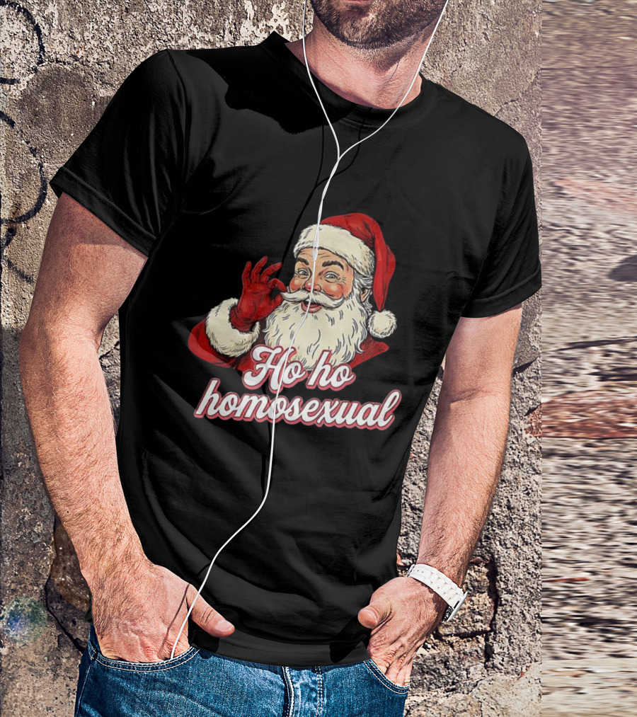 Santa Claus Ho Ho Homosexual Merry Christmas LGBTQ Pride T-Shirt