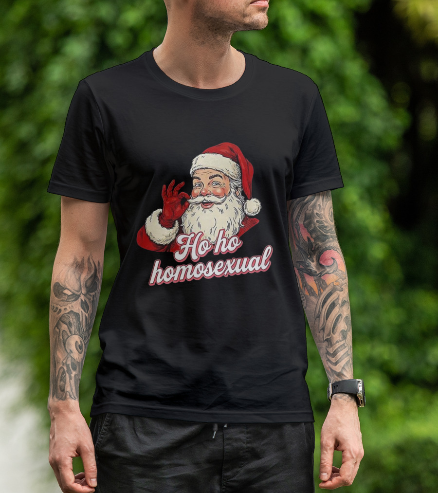 Santa Claus Ho Ho Homosexual Merry Christmas LGBTQ Pride T-Shirt