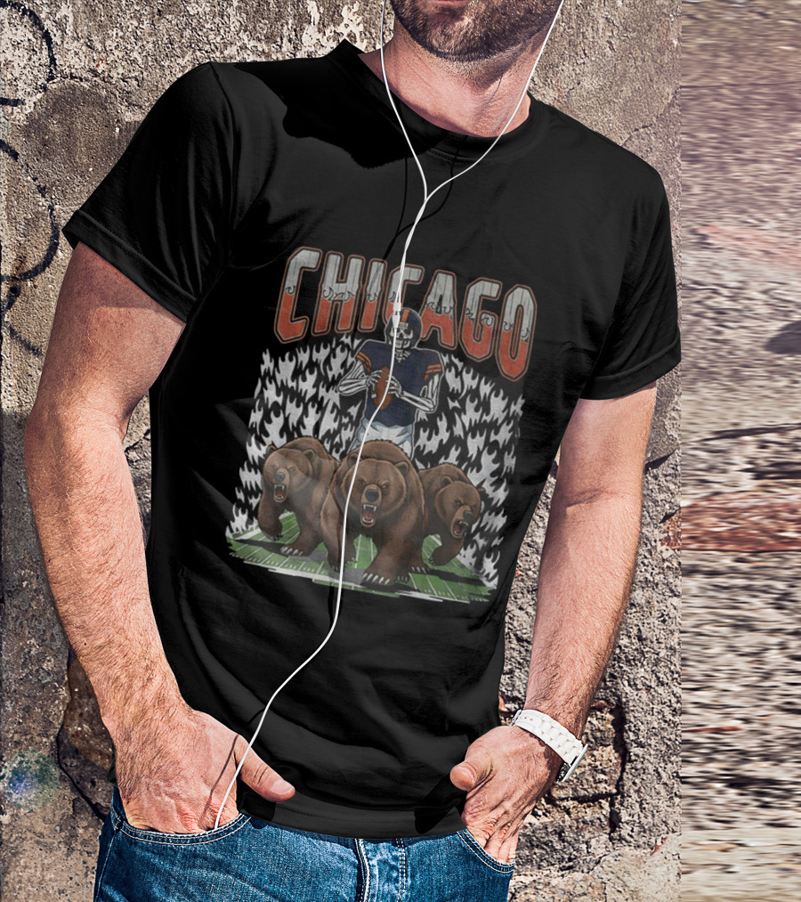 Chicago Skeleton Bears Football Game Day 2025 Running Bears T-Shirt