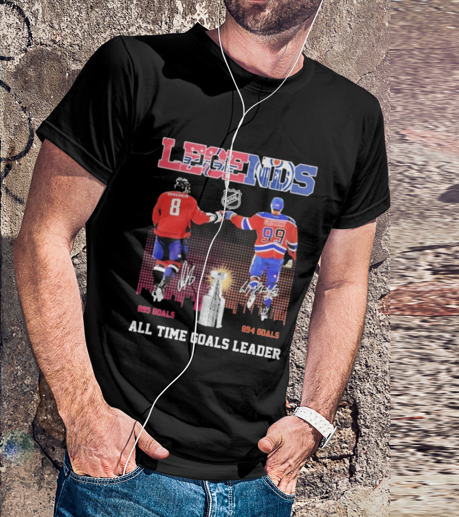 Alex Ovechkin 895 Wayne Gretzky 894 NHL Capitals Oilers Legends All Time Goals Leader T-Shirt