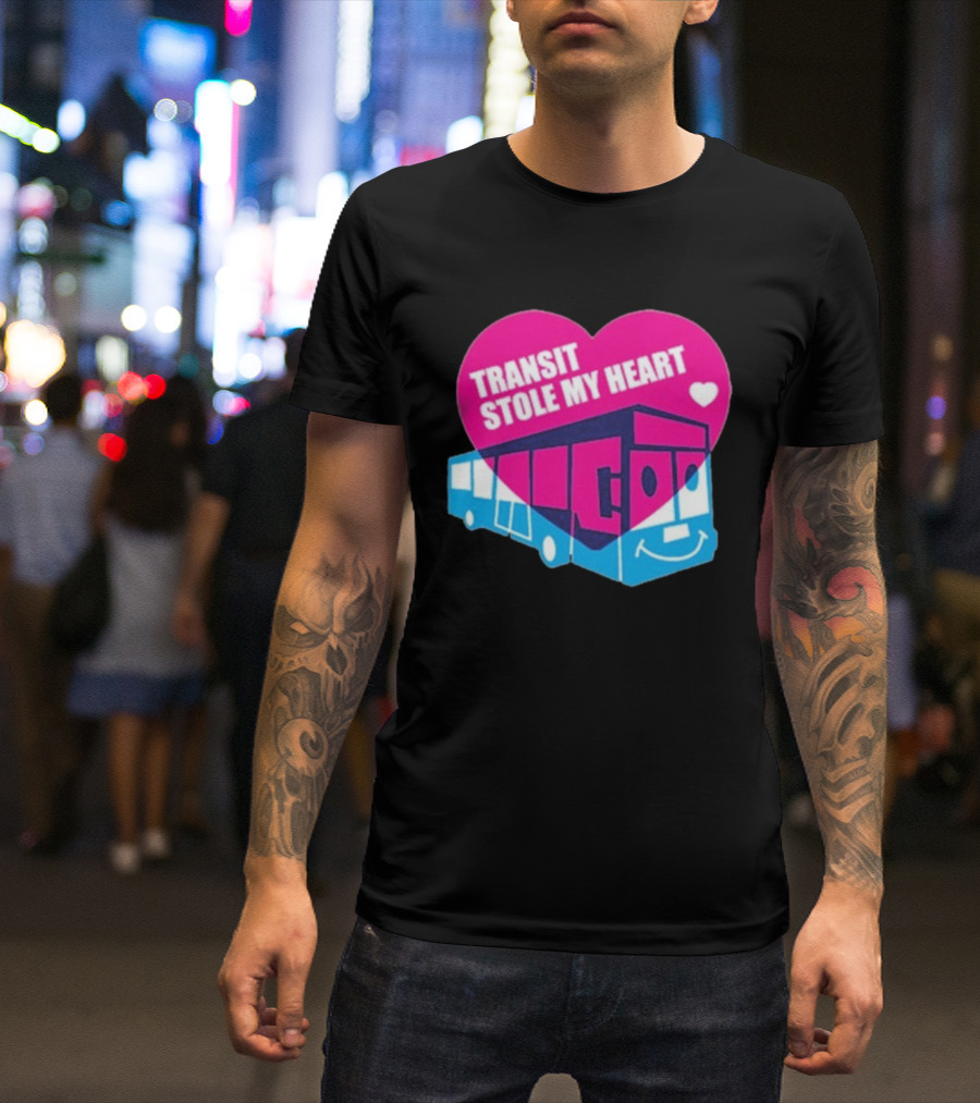 Transit Stole My Heart Smiling Bus And Heart Design T-Shirt