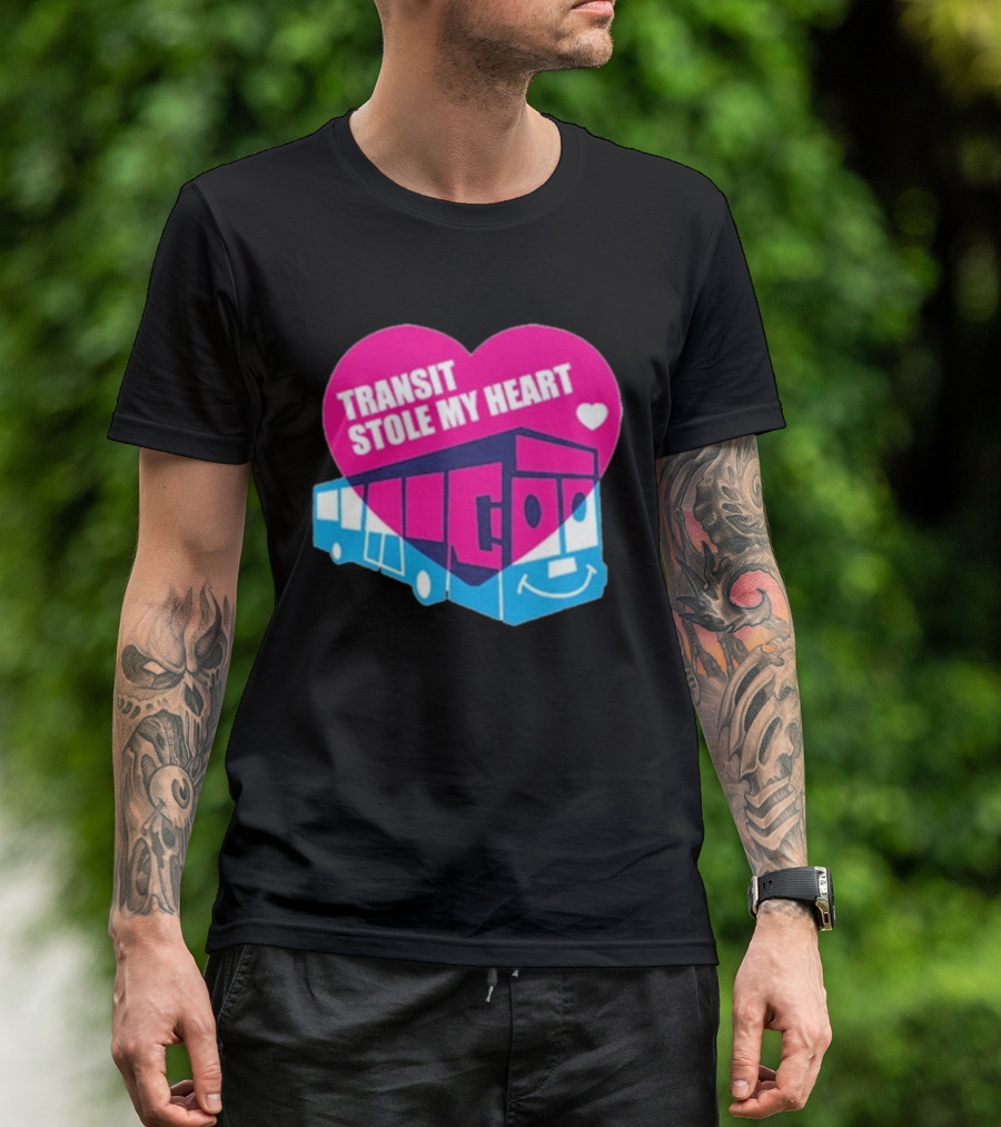 Transit Stole My Heart Smiling Bus And Heart Design T-Shirt