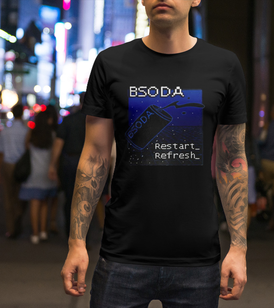 BSODA Can Restart Refresh Pixel Art Aesthetic Retro Digital Style T-Shirt