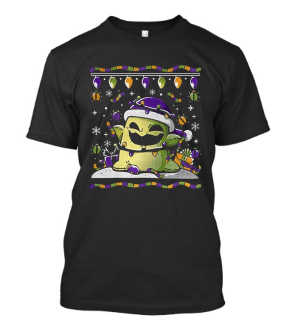 Oogie Boogie Santa Hat Ugly Christmas Lights Snowflakes T-Shirt