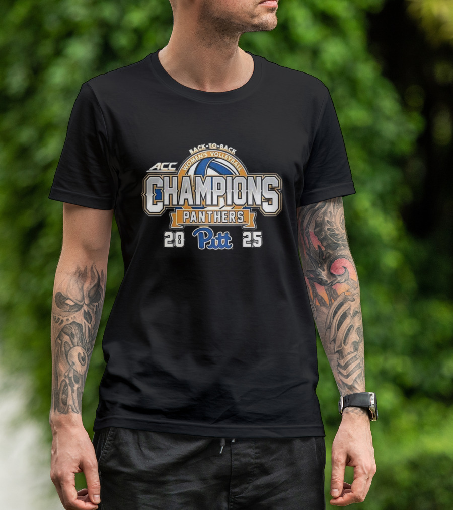 ACC Women's Volleyball Champions Pitt Panthers Back-To-Back Victory T-Shirt