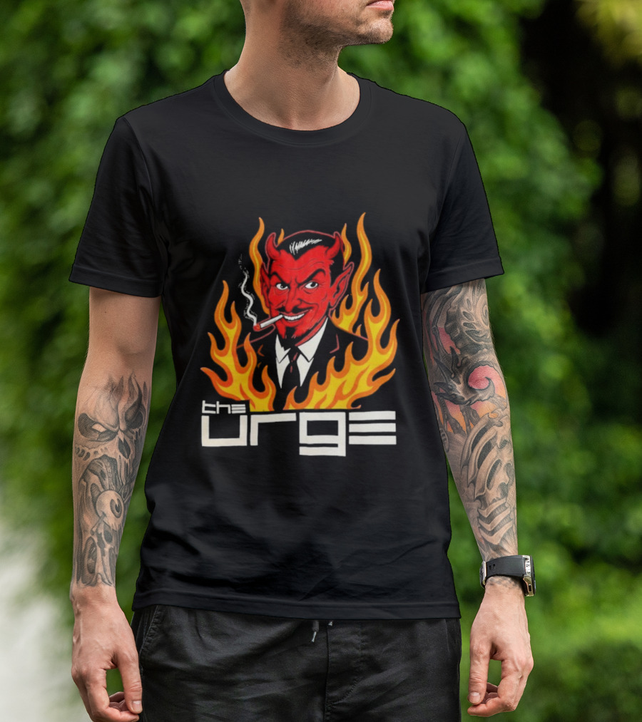 The Urge Devil With Flames Smoking Cigar T-Shirt