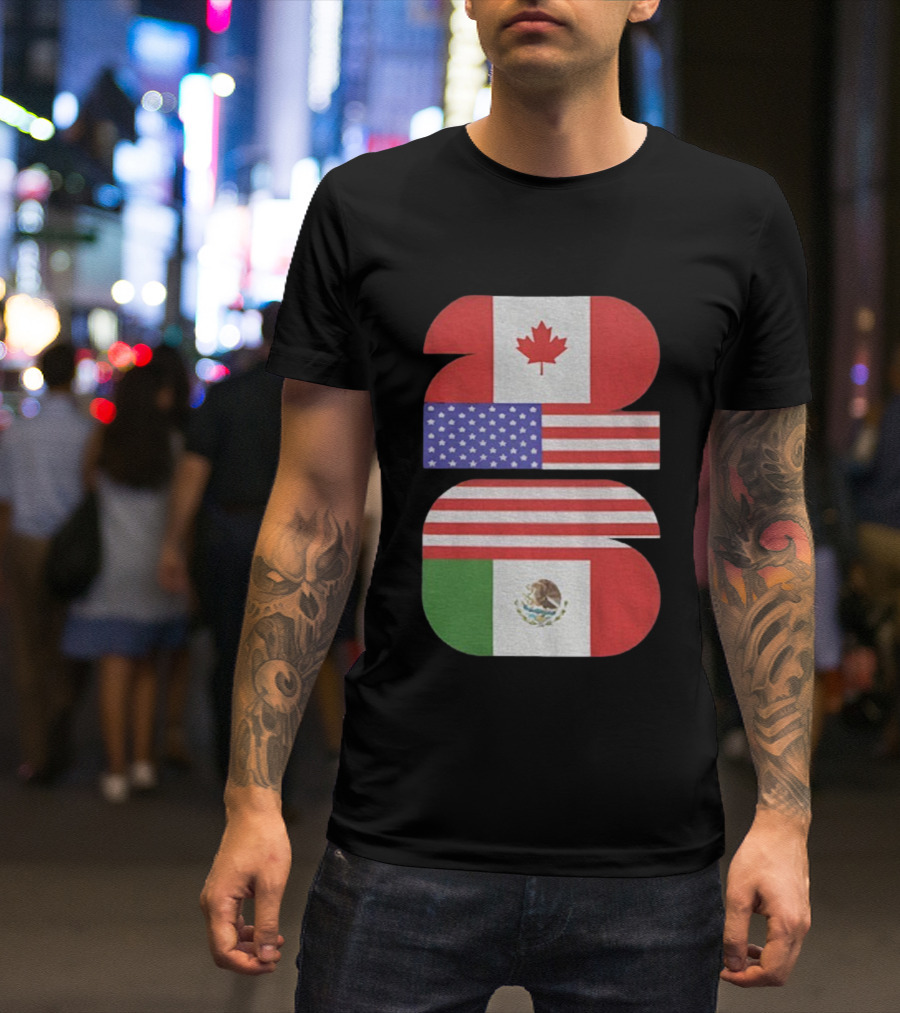 World Cup 2026 USA Canada Mexico Flag Design T-Shirt