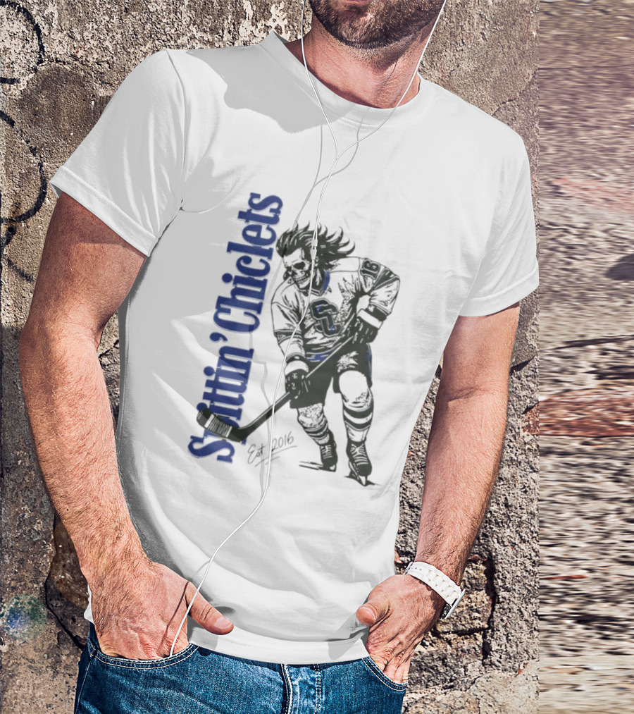 Hockey Spittin Chiclets Skullet Est 2016 Vertical T-Shirt
