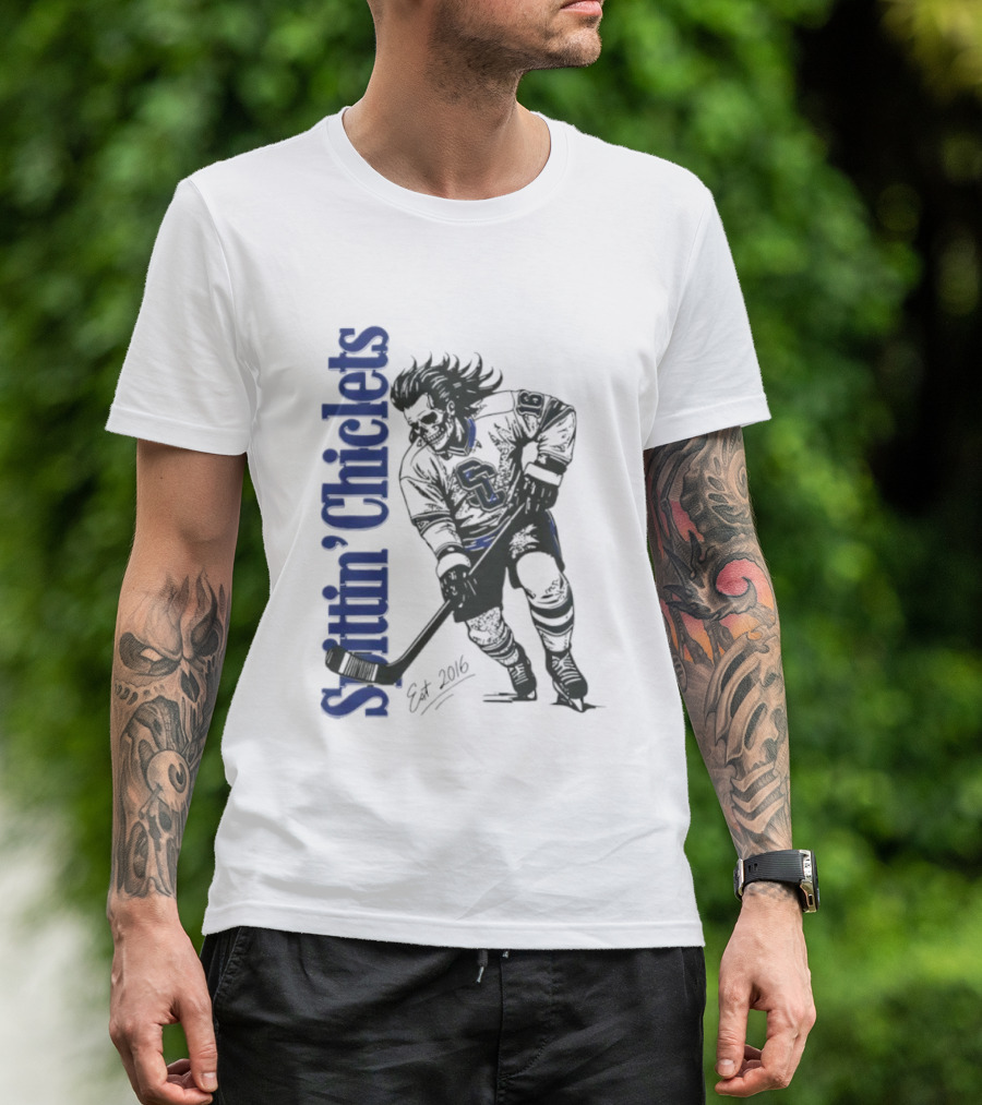 Hockey Spittin Chiclets Skullet Est 2016 Vertical T-Shirt