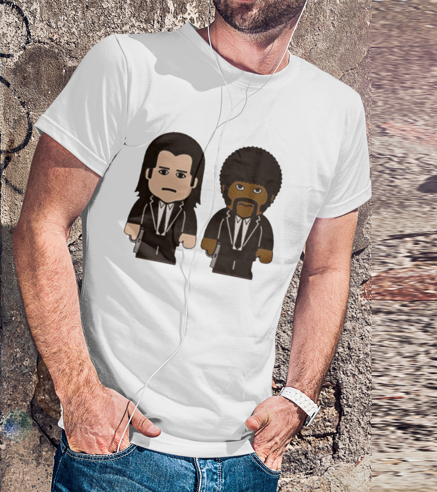 Samuel L Jackson Pulp Fiction Jules And Vincent Cartoon Characters T-Shirt