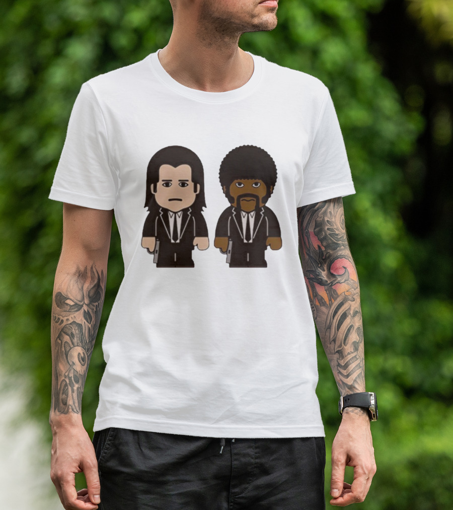 Samuel L Jackson Pulp Fiction Jules And Vincent Cartoon Characters T-Shirt