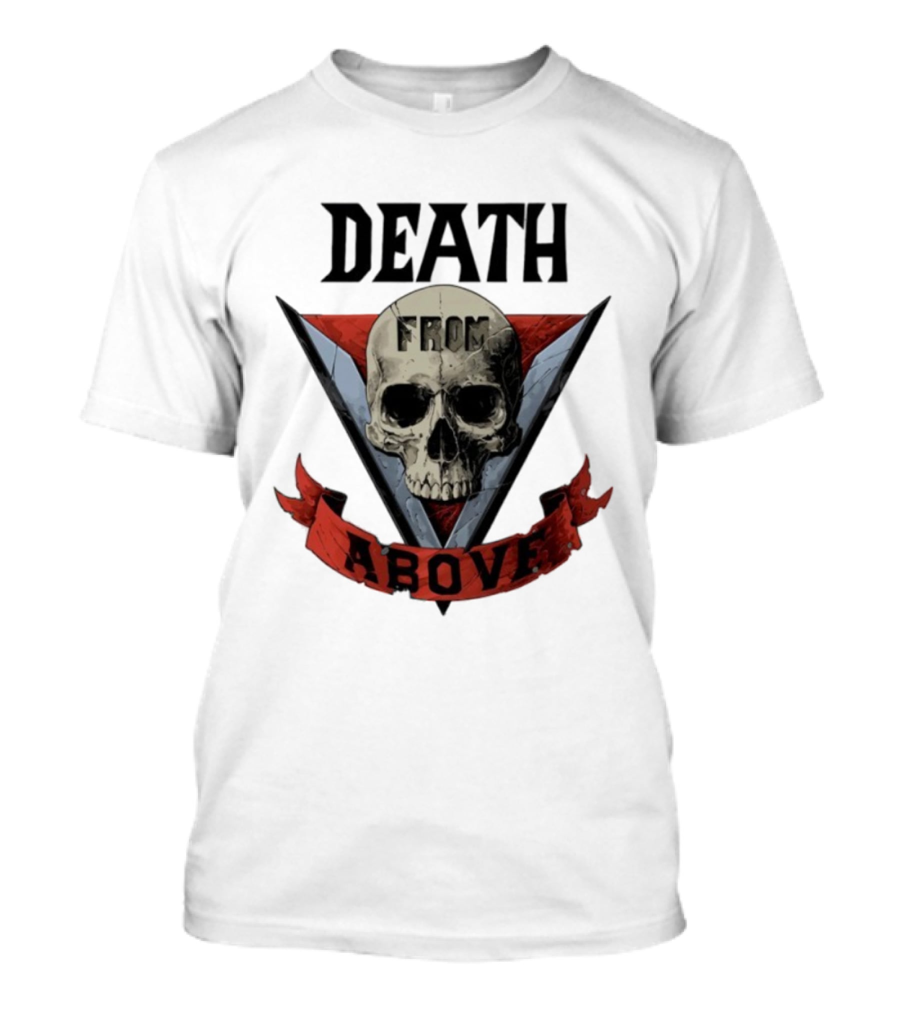 Skull Death From Above V Emblem Red Banner T-Shirt