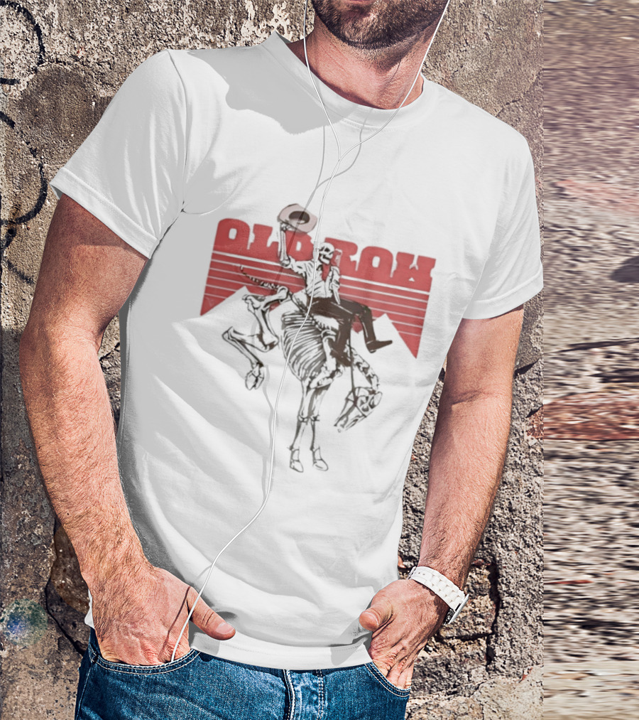 Old Row Cowboy Skeleton Rider With Horse And The Cowboy Killer Cowboy T-Shirt