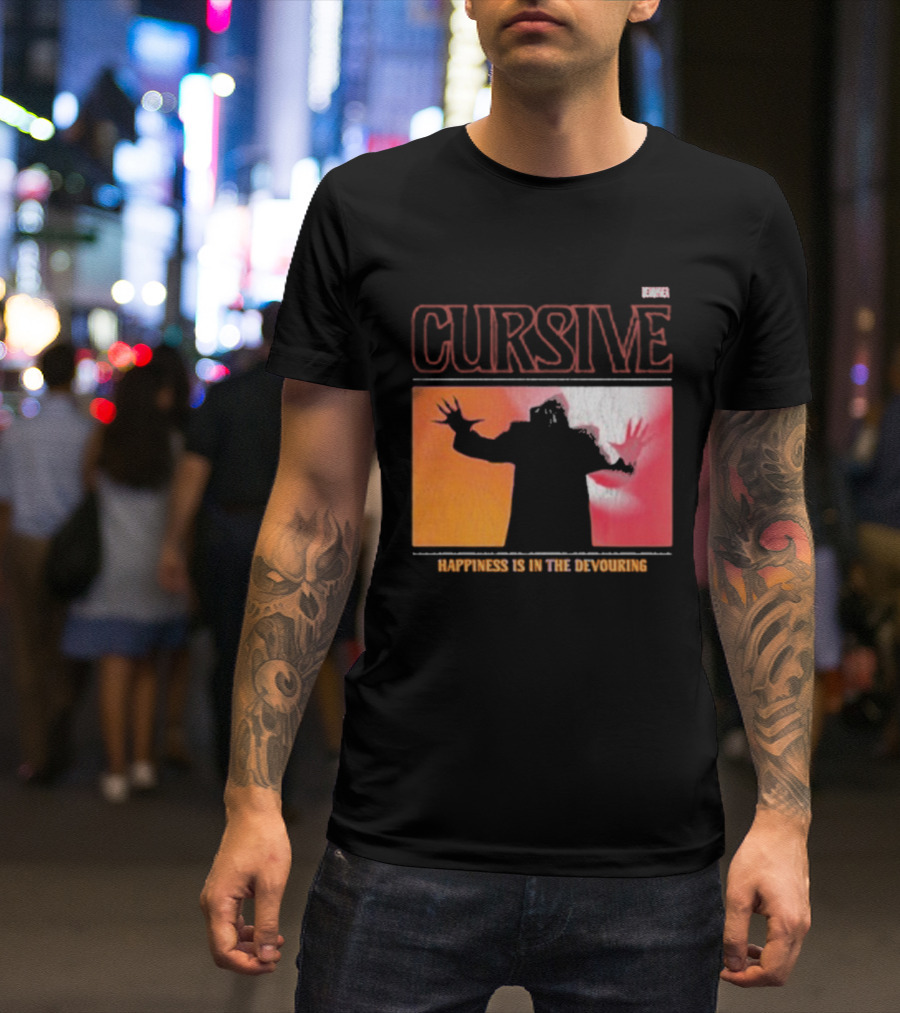 Cursive Happiness Is In The Devouring Silhouette And Vibrant Gradient T-Shirt